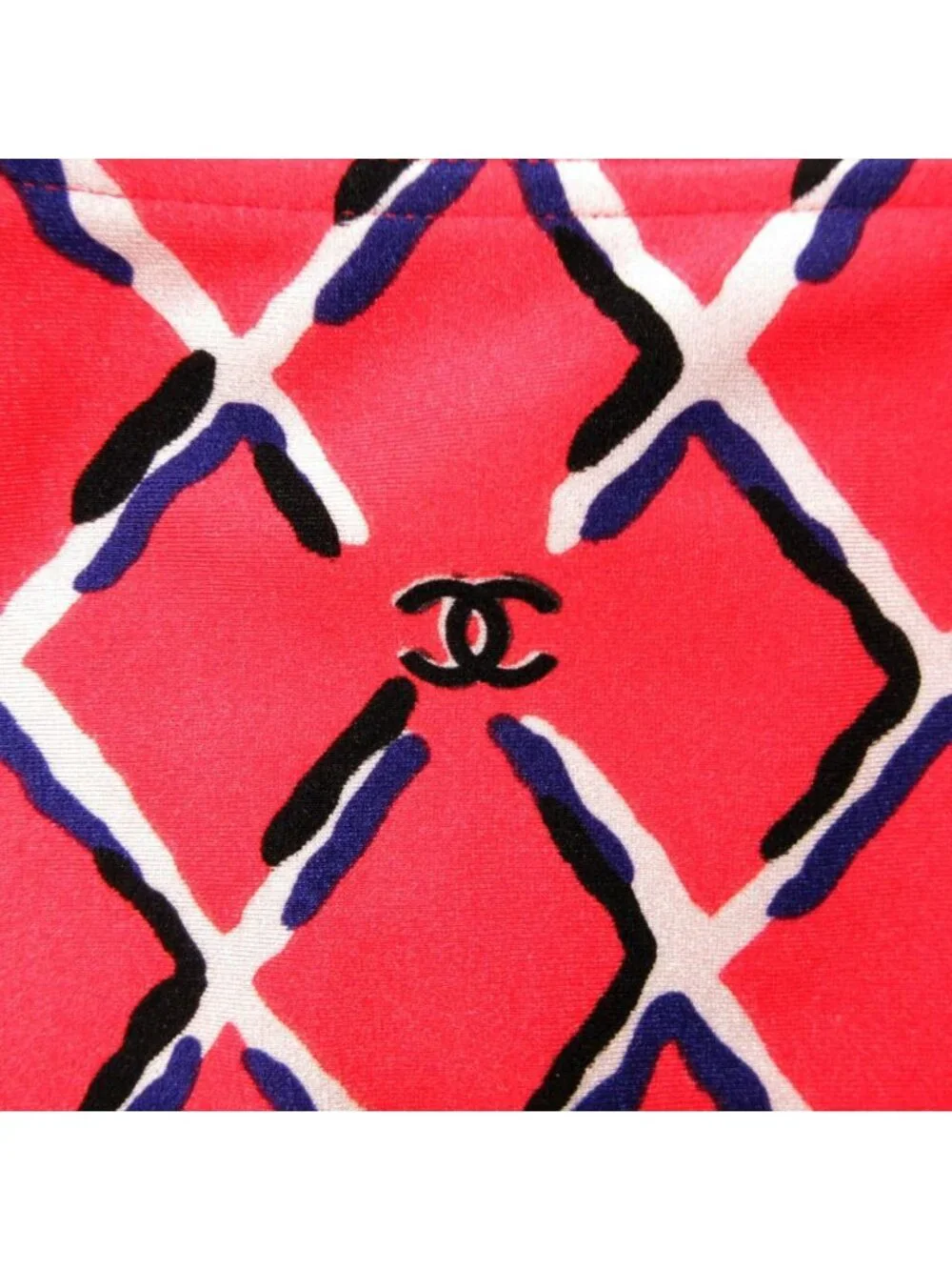 Chanel Pants Coco Beach Collection Swimwear CC Logo Plaid Red